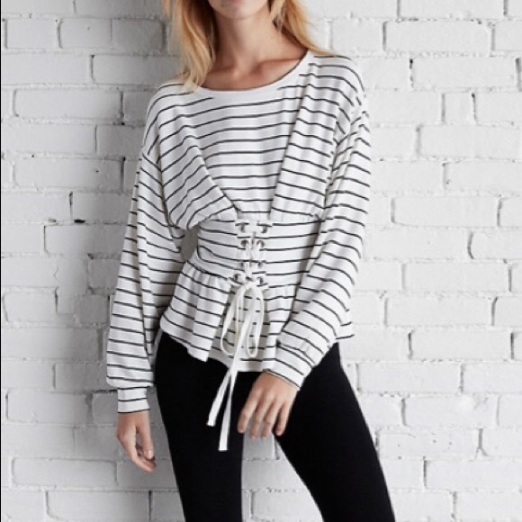 Express One Eleven Striped Corset Top • Small - Picture 1 of 6